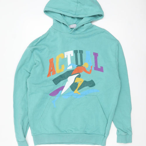 ASOS Design Men's Green XS Pullover Hoodie with Graphic Print