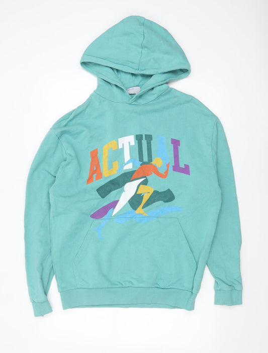 ASOS Design Men's Green XS Pullover Hoodie with Graphic Print