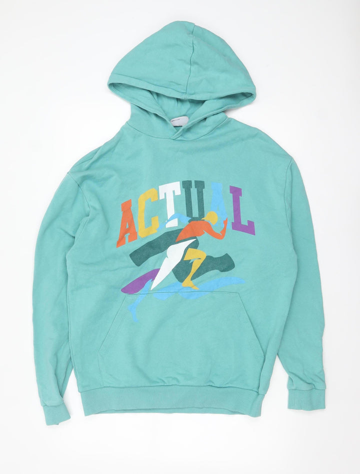 ASOS Design Men's Green XS Pullover Hoodie with Graphic Print
