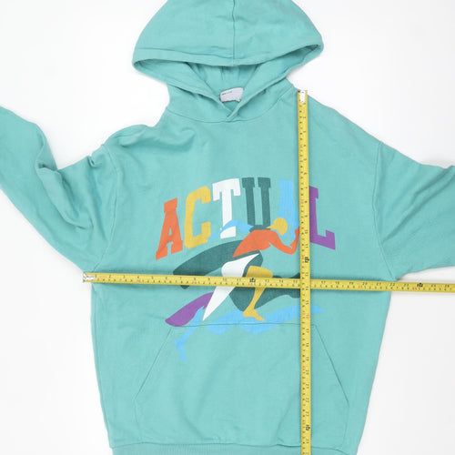 ASOS Design Men's Green XS Pullover Hoodie with Graphic Print