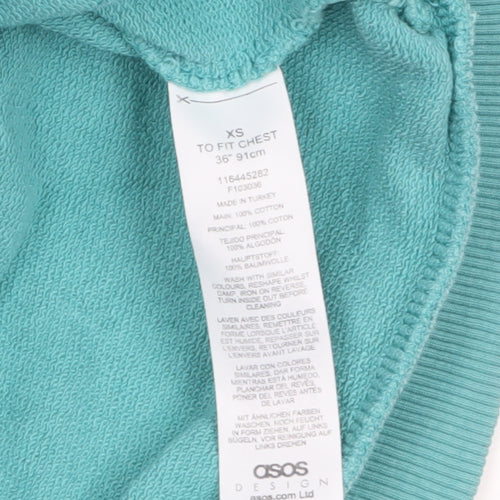ASOS Design Men's Green XS Pullover Hoodie with Graphic Print