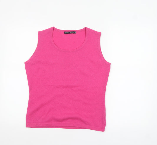 WoolOvers Women's Pink Sleeveless Cotton Silk Cashmere Tank Top M