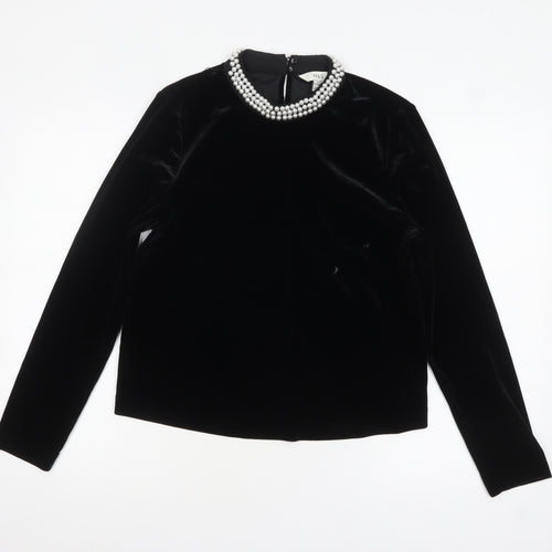 Marks and Spencer Women's Black Velvet Beaded Blouse Size 10