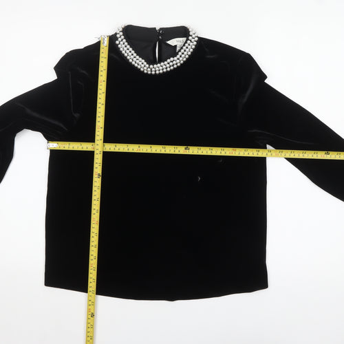 Marks and Spencer Women's Black Velvet Beaded Blouse Size 10