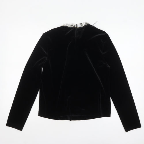 Marks and Spencer Women's Black Velvet Beaded Blouse Size 10