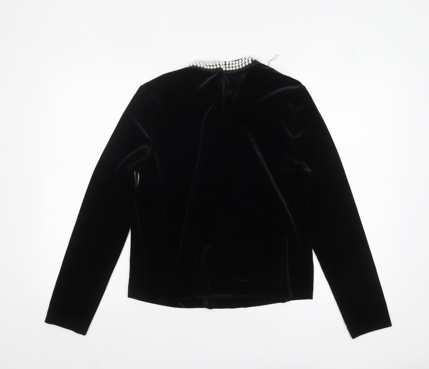 Marks and Spencer Women's Black Velvet Beaded Blouse Size 10