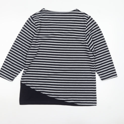 TIGI Womens Blue Striped 3/4 Sleeve Jersey Top Size 14/16