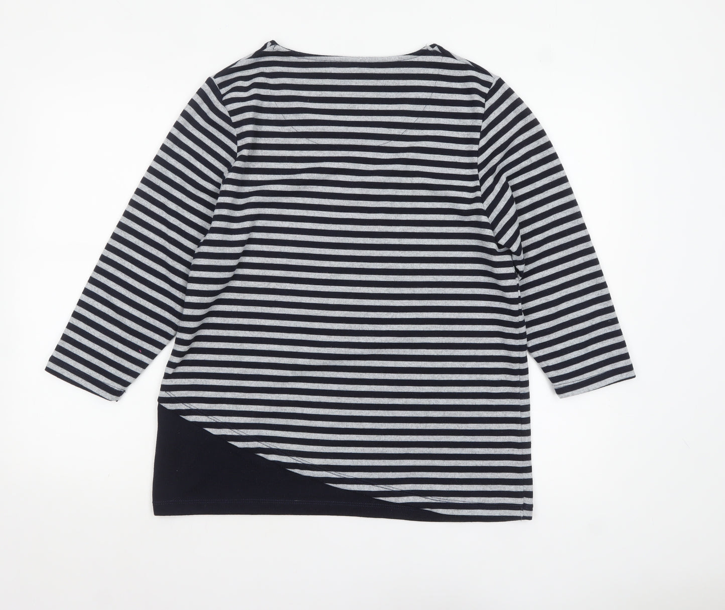 TIGI Womens Blue Striped 3/4 Sleeve Jersey Top Size 14/16