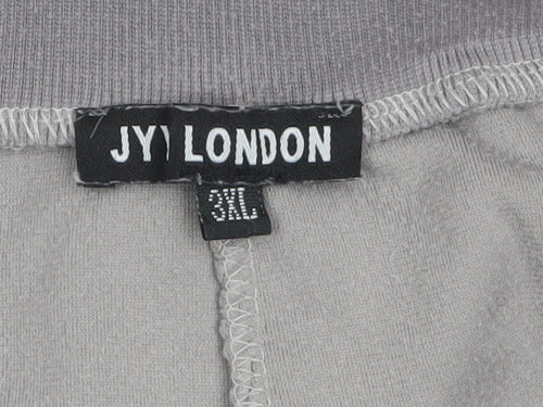 JYI London Womens Grey Velour Pearl Jogger Trousers 3XL