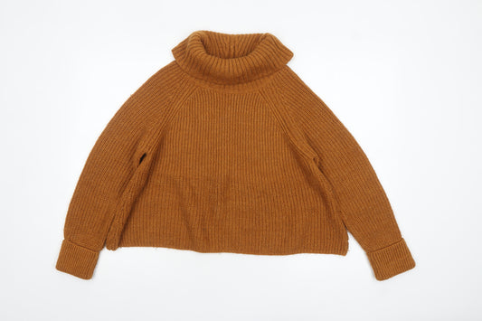 Marks and Spencer Women Brown Roll Neck Chunky Knit Jumper Size 14