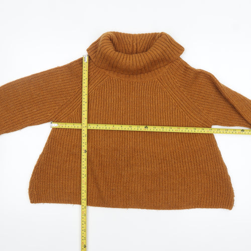 Marks and Spencer Women Brown Roll Neck Chunky Knit Jumper Size 14