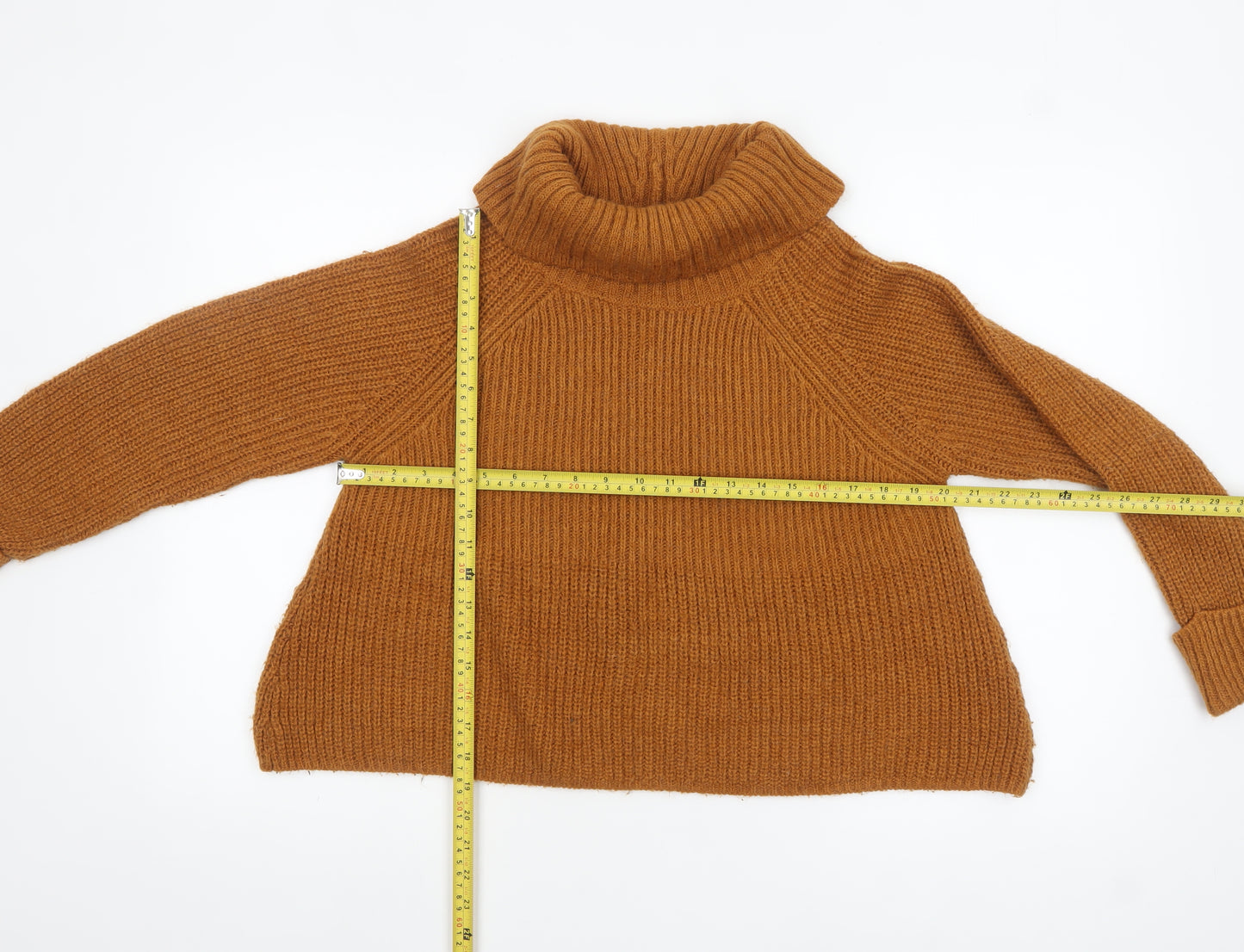 Marks and Spencer Women Brown Roll Neck Chunky Knit Jumper Size 14