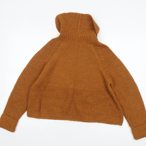 Marks and Spencer Women Brown Roll Neck Chunky Knit Jumper Size 14