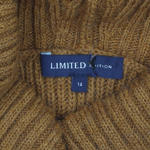 Marks and Spencer Women Brown Roll Neck Chunky Knit Jumper Size 14