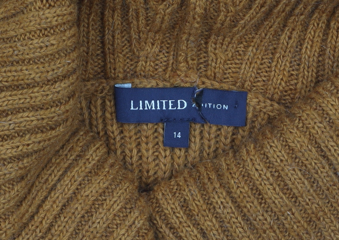 Marks and Spencer Women Brown Roll Neck Chunky Knit Jumper Size 14