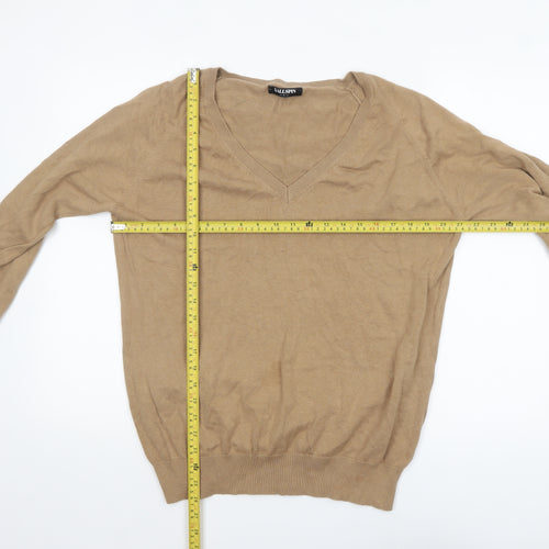 Kallspin Men’s Beige Cotton V-Neck Pullover Jumper Size L
