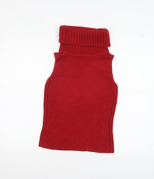 Dorothy Perkins Women Red Sleeveless Roll Neck Knit Jumper Size 8