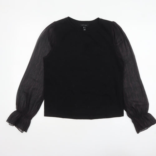 New Look Women’s Black Size 12 Sheer Puff Sleeve Blouse