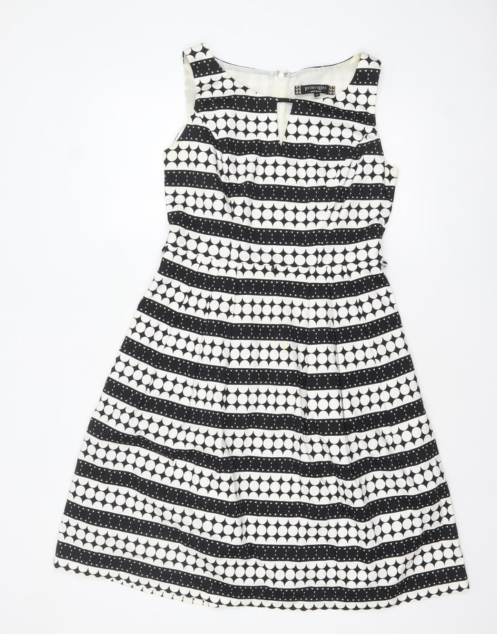 Principles by Ben de Lisi Women's Black Polka Dot A-Line Dress Size 12