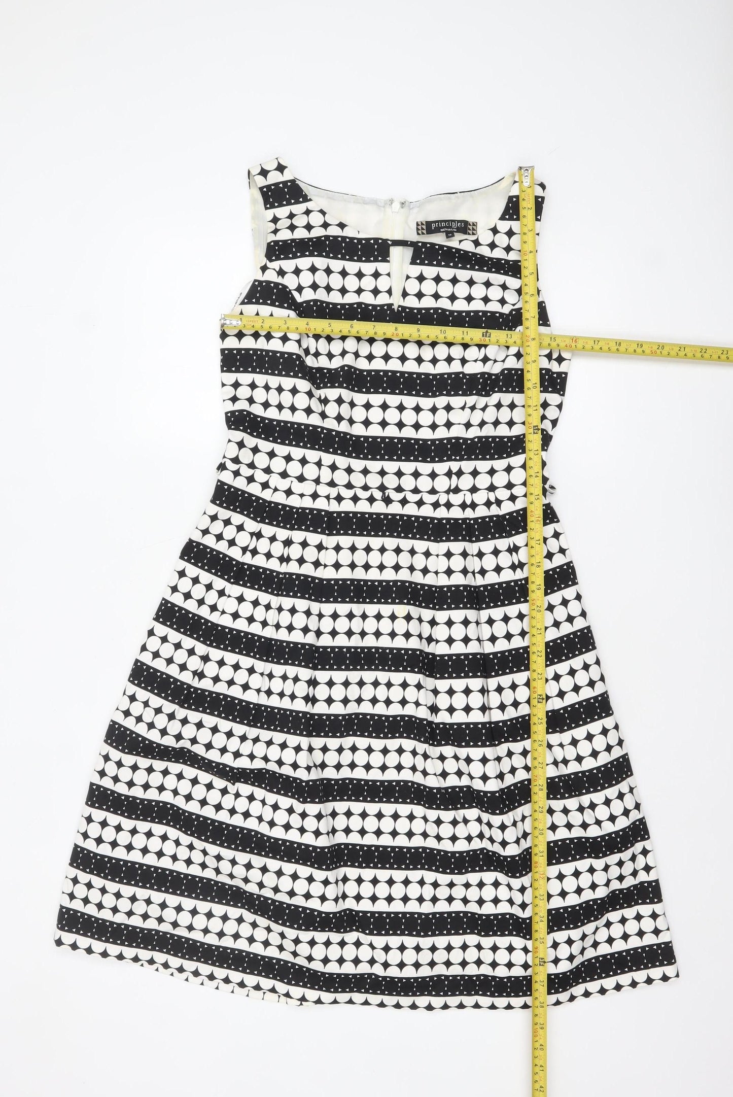 Principles by Ben de Lisi Women's Black Polka Dot A-Line Dress Size 12