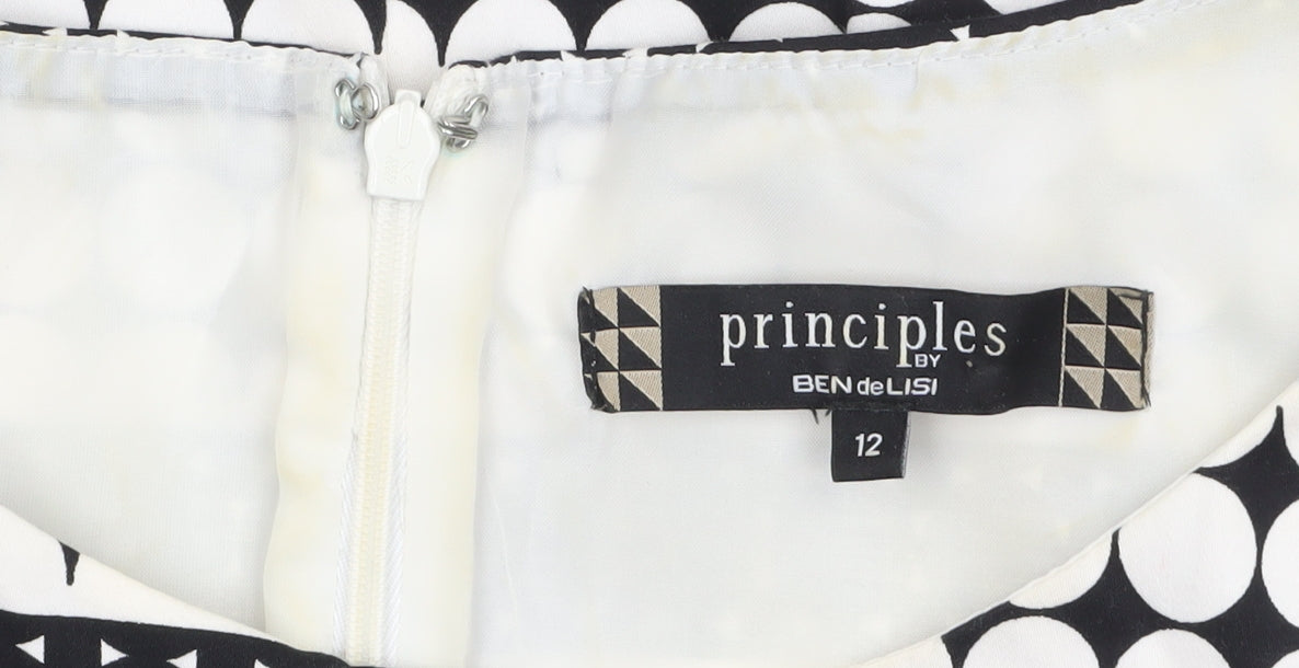 Principles by Ben de Lisi Women's Black Polka Dot A-Line Dress Size 12