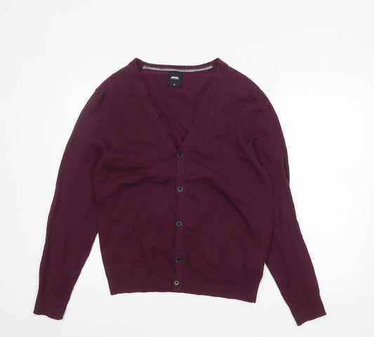 Burton Menswear London Men's Purple M Cardigan Knit Cotton Blend