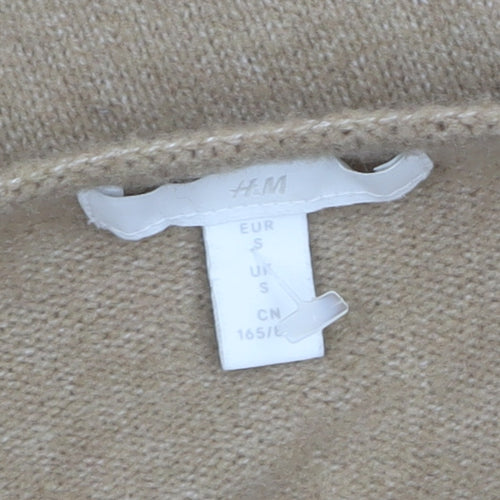 H&M Women Beige Square Neck Wool Blend Puff Sleeve Jumper Size S