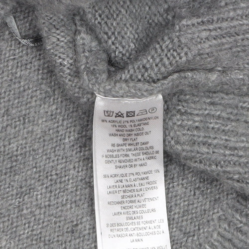 French Connection Womens Grey V-Neck Relaxed Knit Jumper Size M