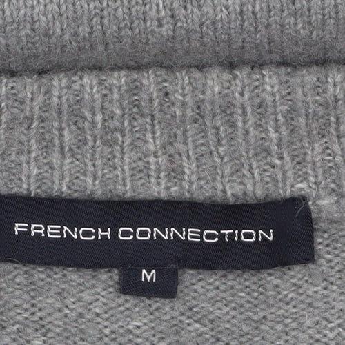 French Connection Womens Grey V-Neck Relaxed Knit Jumper Size M