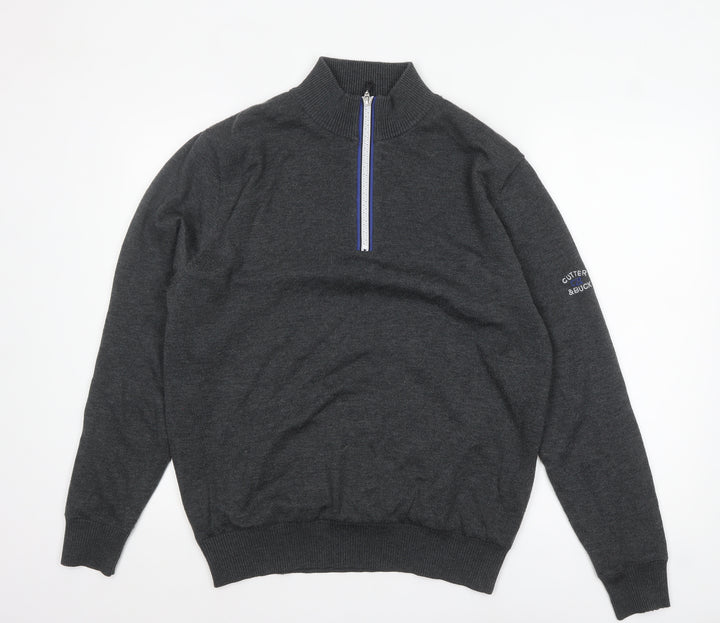 Cutter & Buck Men's Grey L 1/2 Zip High Neck Knit Jumper