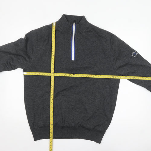 Cutter & Buck Men's Grey L 1/2 Zip High Neck Knit Jumper