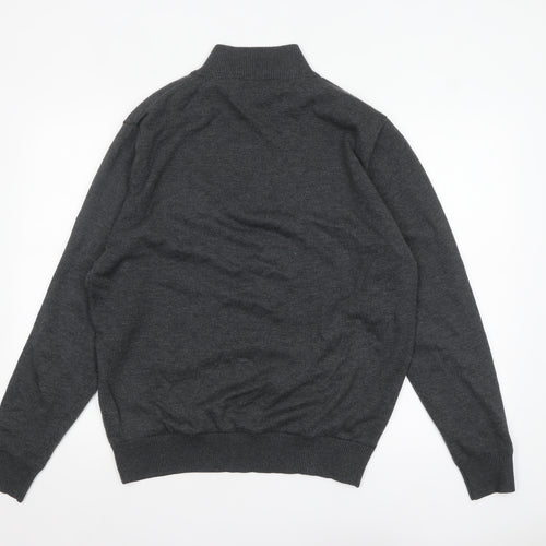 Cutter & Buck Men's Grey L 1/2 Zip High Neck Knit Jumper