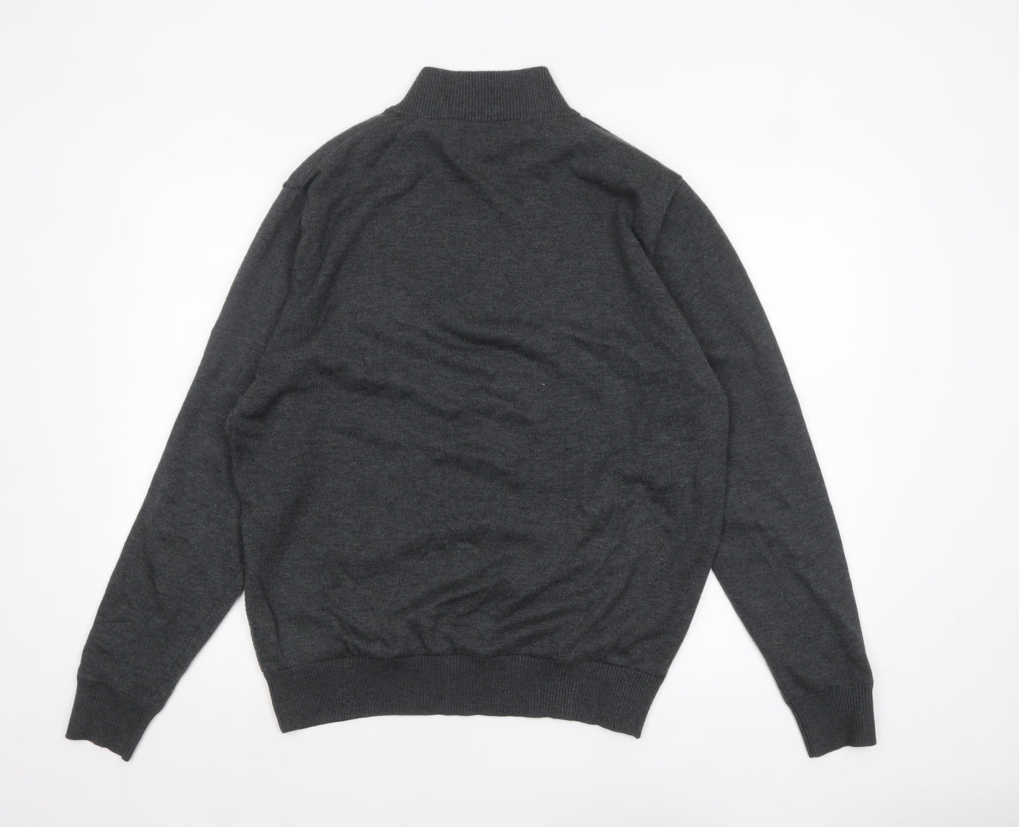 Cutter & Buck Men's Grey L 1/2 Zip High Neck Knit Jumper