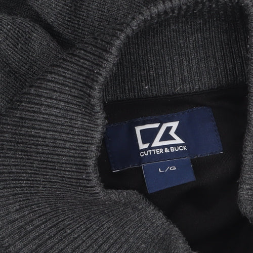 Cutter & Buck Men's Grey L 1/2 Zip High Neck Knit Jumper
