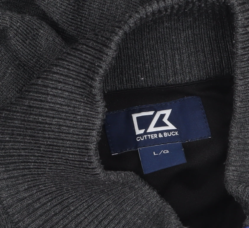 Cutter & Buck Men's Grey L 1/2 Zip High Neck Knit Jumper