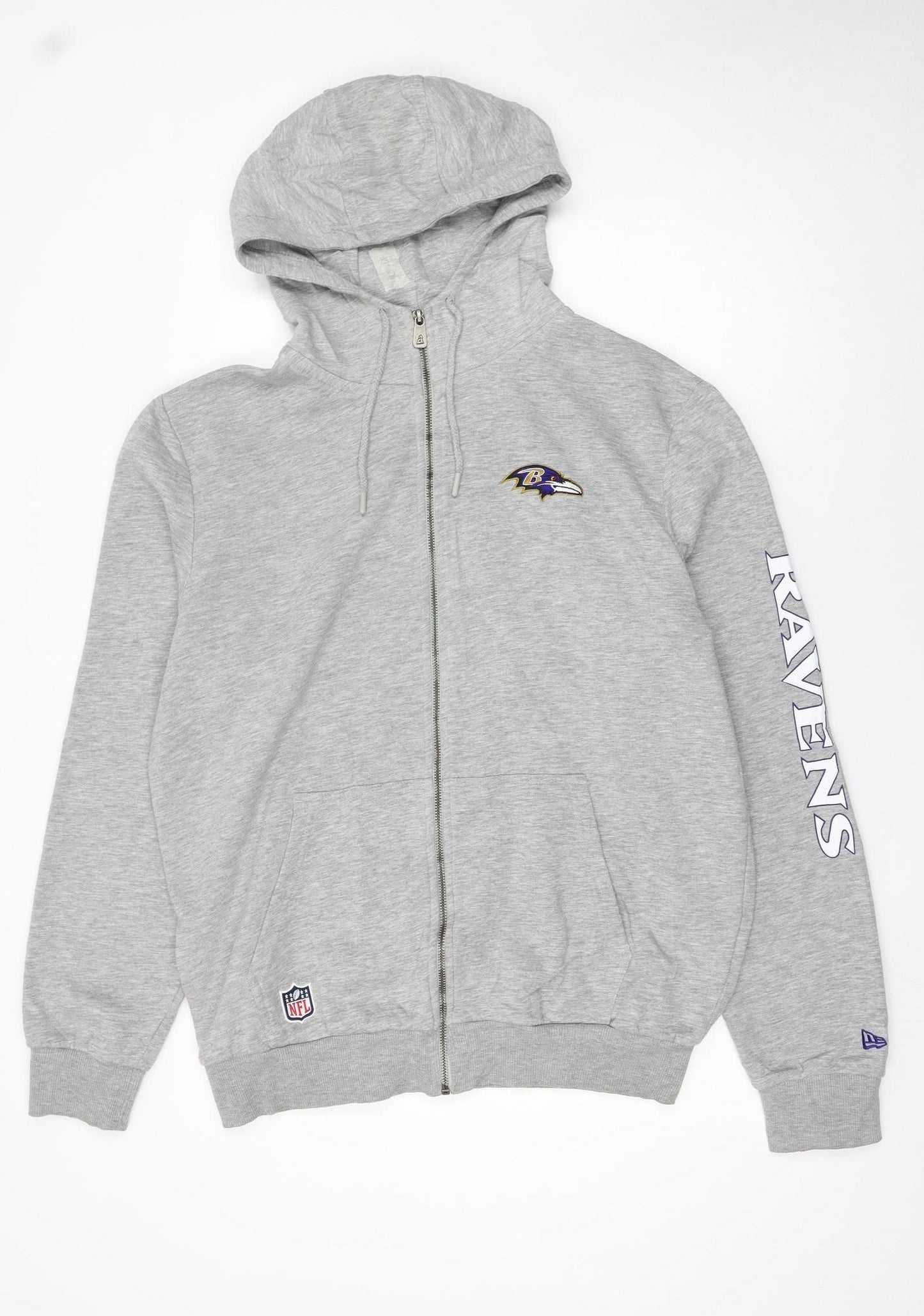New Era Men’s Grey XL Full Zip Baltimore Ravens Hoodie