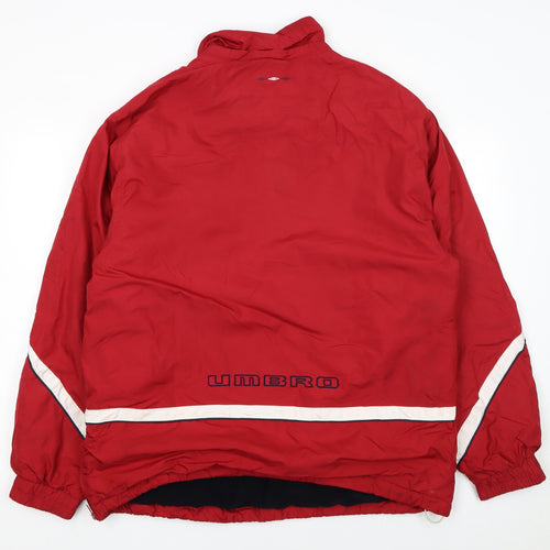 Umbro Men's Red L Windbreaker Jacket Reflective Sportswear