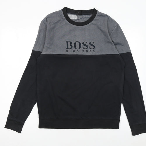 Hugo Boss Men's Grey & Black Logo Sweatshirt M Regular Fit