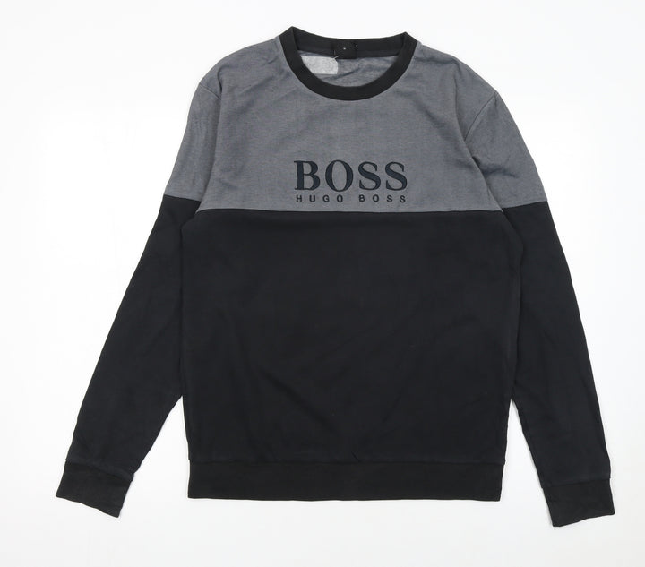 Hugo Boss Men's Grey & Black Logo Sweatshirt M Regular Fit