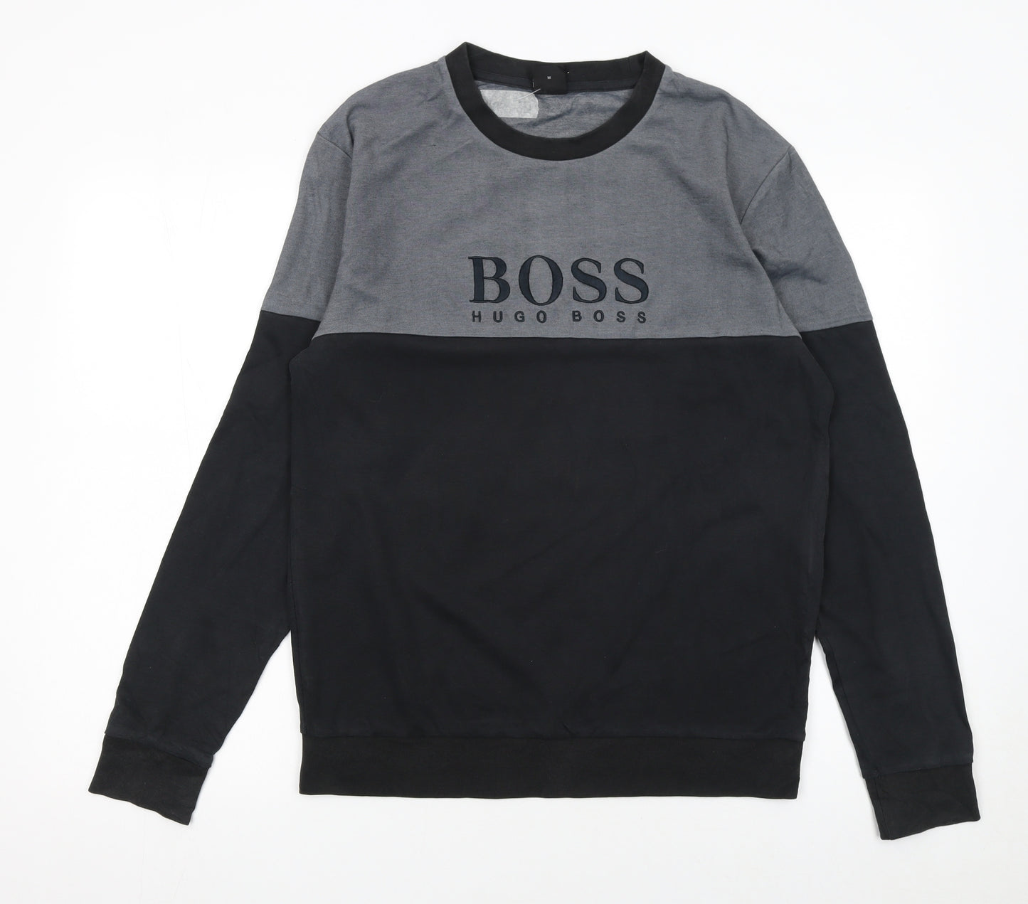 Hugo Boss Men's Grey & Black Logo Sweatshirt M Regular Fit