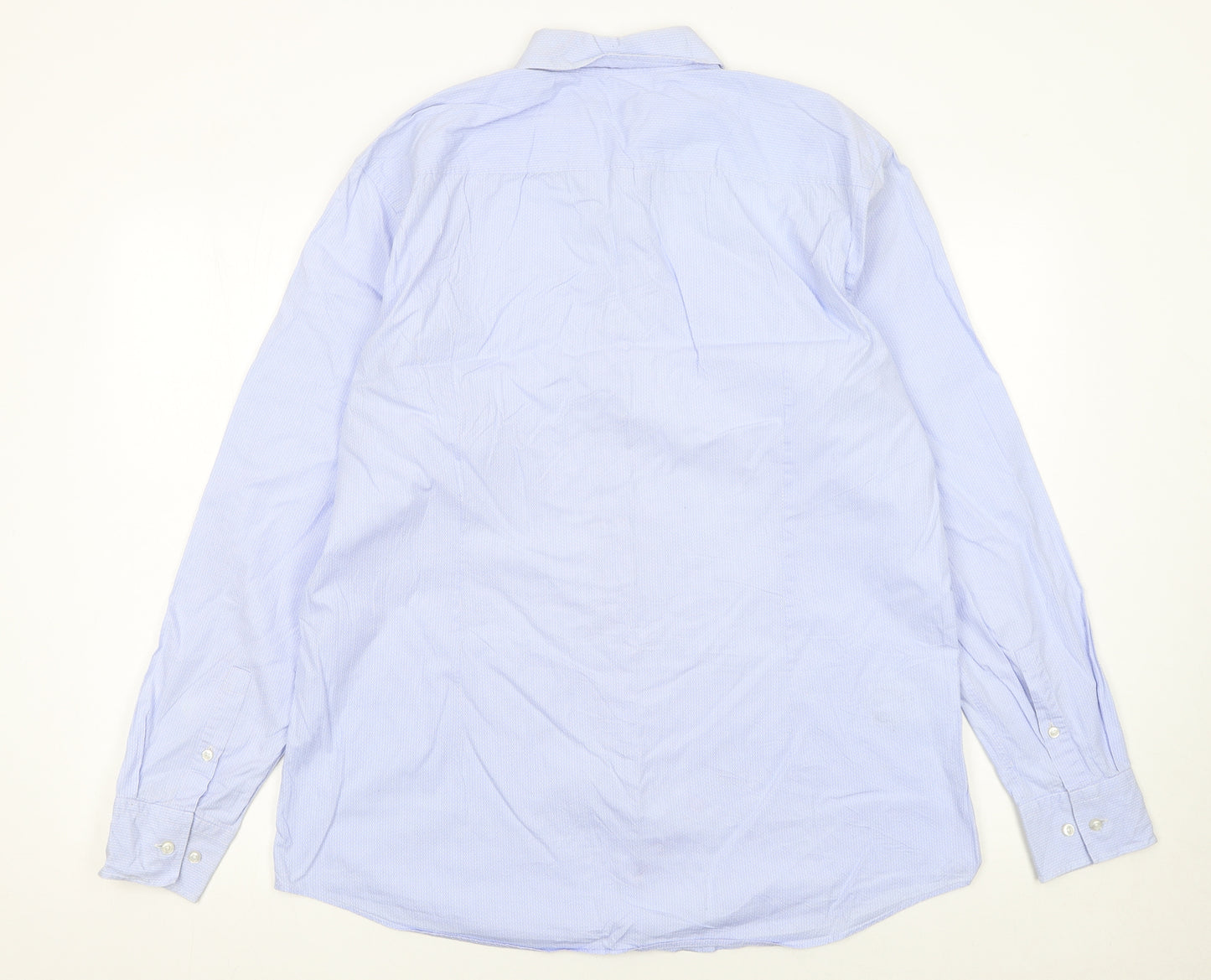 Hugo Boss Men's Blue Slim Fit Long Sleeve Button-Up Shirt 17.5in