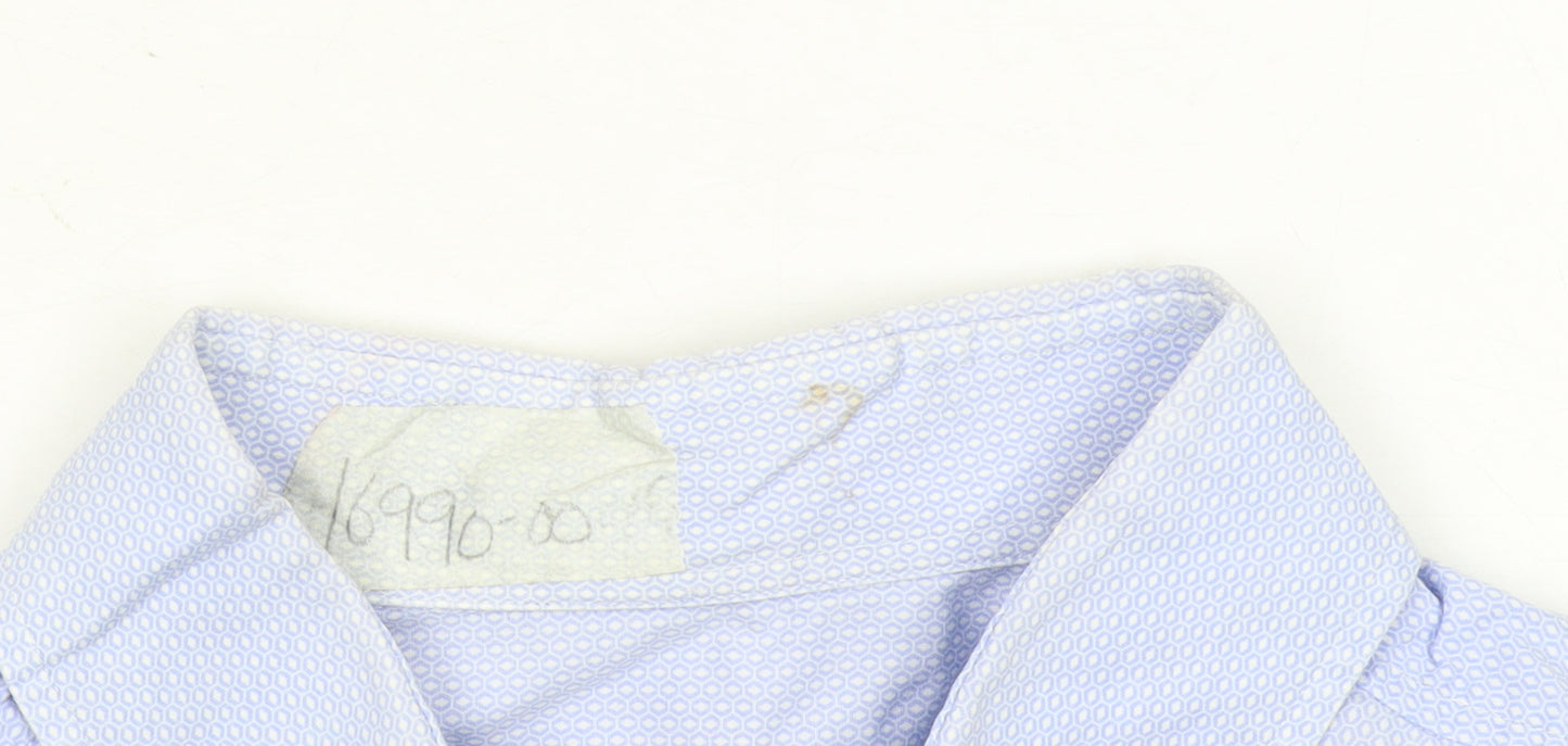 Hugo Boss Men's Blue Slim Fit Long Sleeve Button-Up Shirt 17.5in