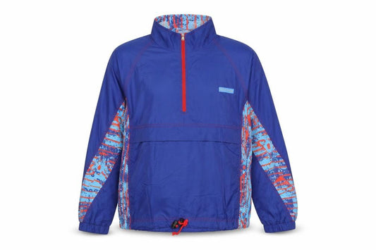 Front view of Decathlon unisex kids blue m windbreaker lightweight activewear jacket