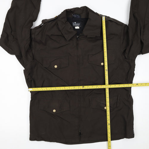 Kimay Men’s Brown Military Jacket L Full Zip Cotton Canvas