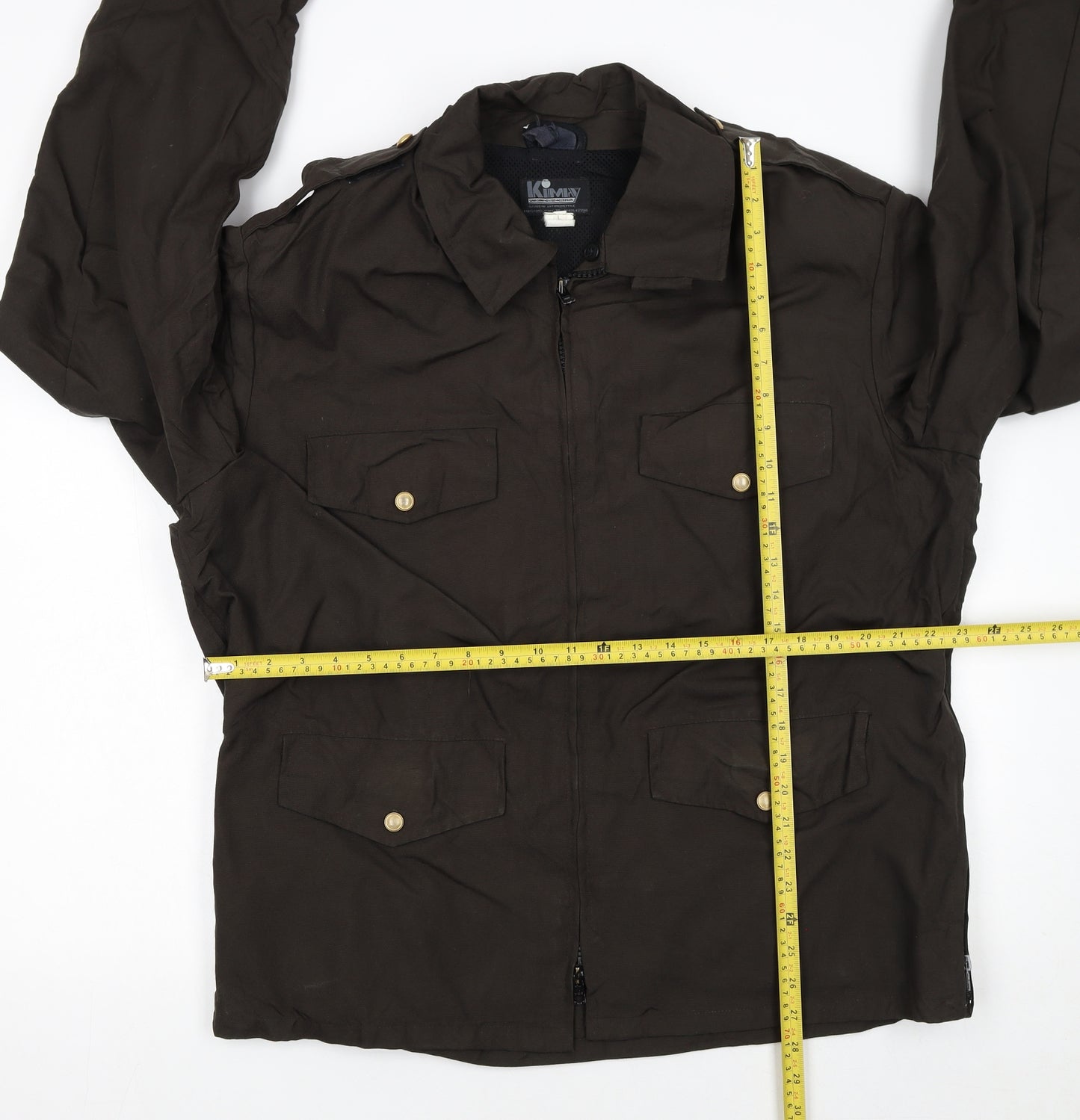 Kimay Men’s Brown Military Jacket L Full Zip Cotton Canvas