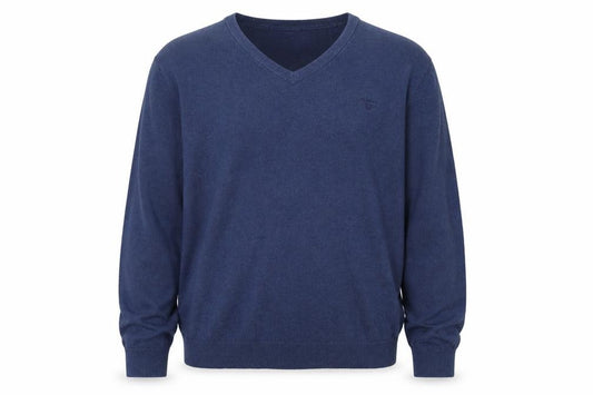 Front view of GANT Men's Blue XL V-Neck Cotton jumper