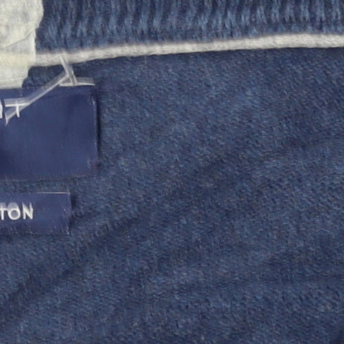 Gant Men's Blue XL V-Neck Cotton Pullover Jumper