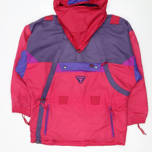 Degre 7 Women's Pink Purple Anorak Ski Jacket Size 10 Hooded Retro
