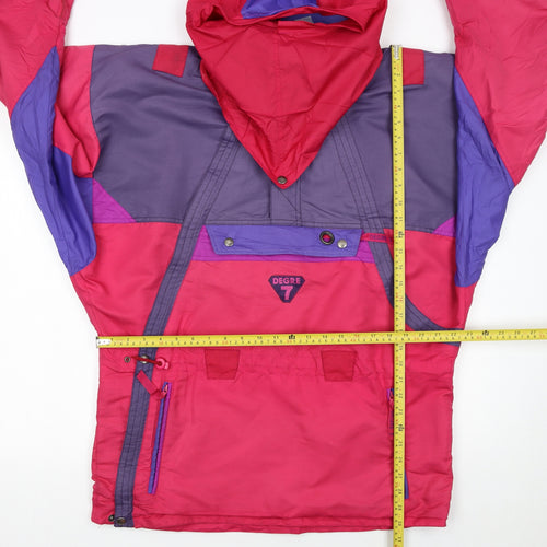 Degre 7 Women's Pink Purple Anorak Ski Jacket Size 10 Hooded Retro