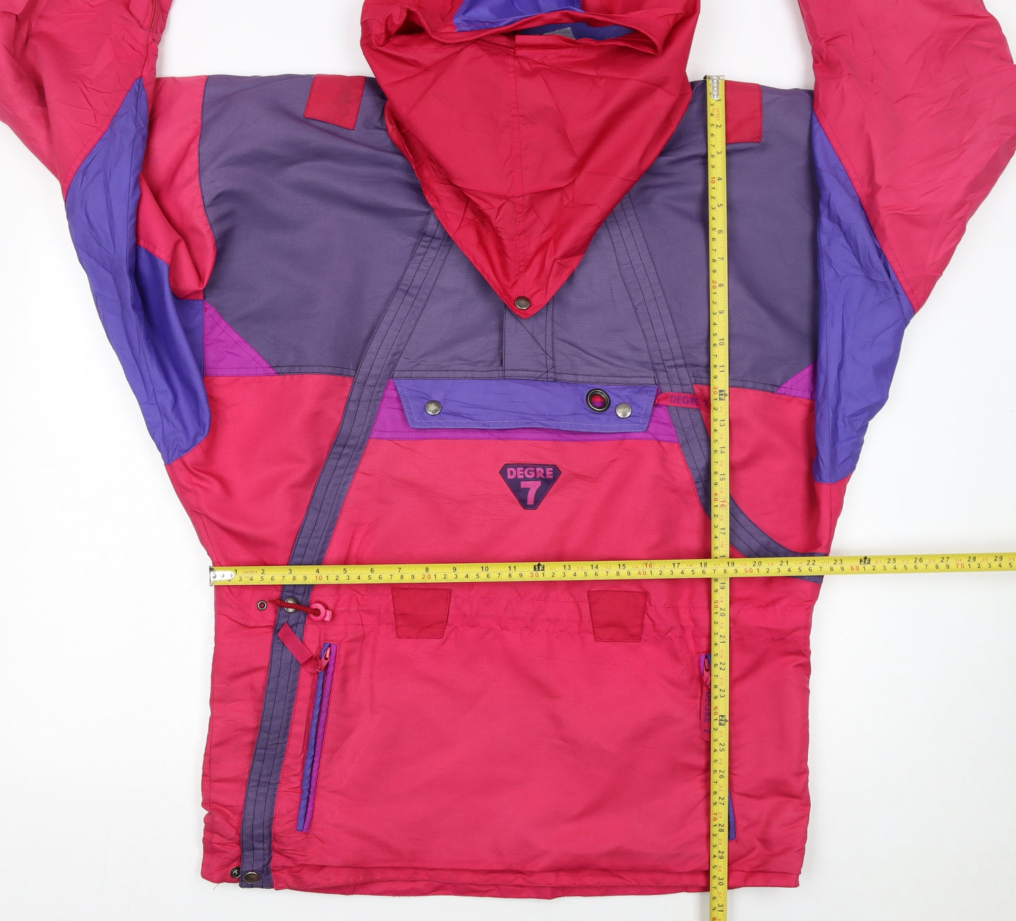 Degre 7 Women's Pink Purple Anorak Ski Jacket Size 10 Hooded Retro